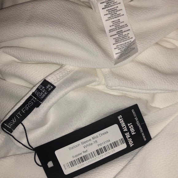 NEW! NWT White Balloon-Sleeve Wrap-Top Dress - Picture 6 of 10